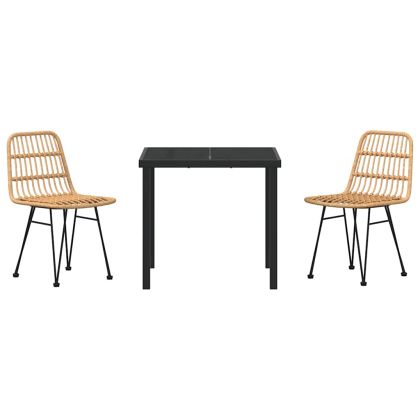 Комплект за хранене в градината 3 pcs Кафяво Полиратан