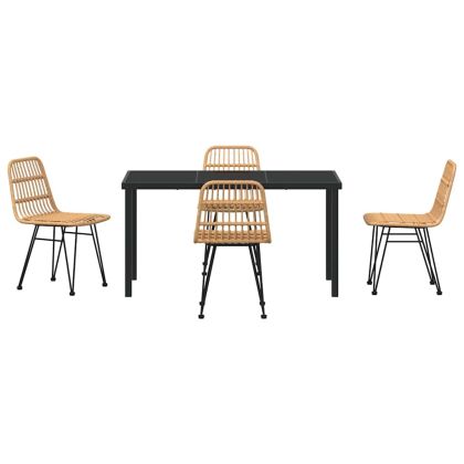 Комплект за хранене в градината 5 pcs Кафяво Полиратан