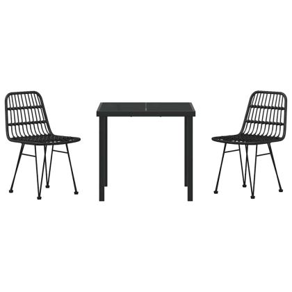 Комплект за хранене в градината 3 pcs Черно Полиратан