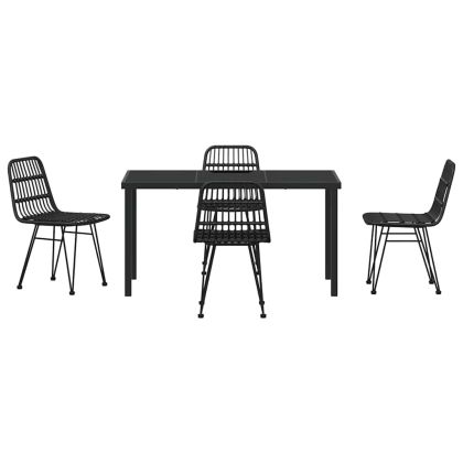 Комплект за хранене в градината 5 pcs Черно Полиратан