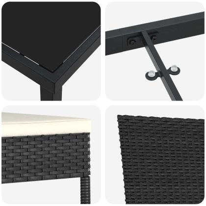 Комплект за хранене в градината 5 pcs Черно Полиратан