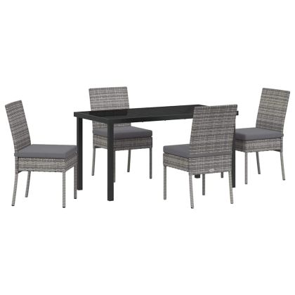 Комплект за хранене в градината 5 pcs Сив Полиратан