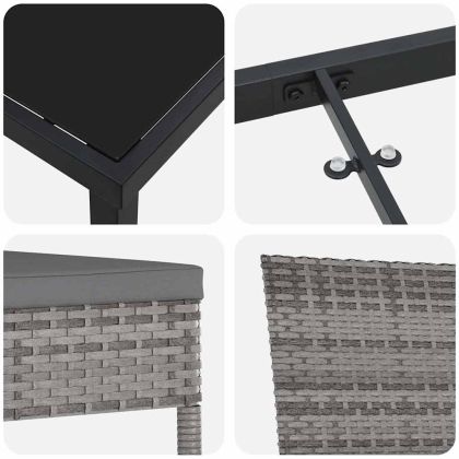 Комплект за хранене в градината 5 pcs Сив Полиратан