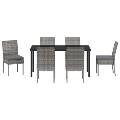 Комплект за хранене в градината 7 pcs Сив Полиратан