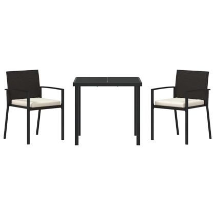 Комплект за хранене в градината 3 pcs Черно Полиратан