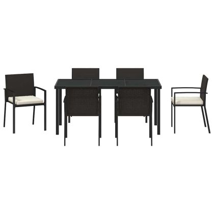 Комплект за хранене в градината 7 pcs Черно Полиратан