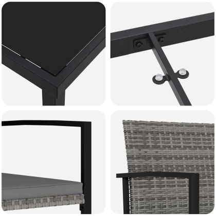 Комплект за хранене в градината 5 pcs Сив Полиратан