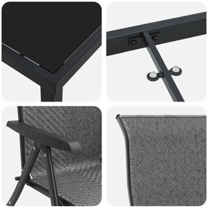 Комплект за хранене в градината 7 pcs Сив Полиратан