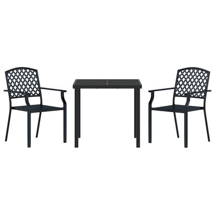 Комплект за хранене в градината 3 pcs Антрацит Стомана