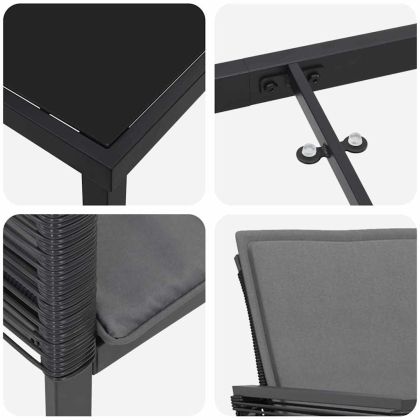 Комплект за хранене в градината 5 pcs Черно Полиратан