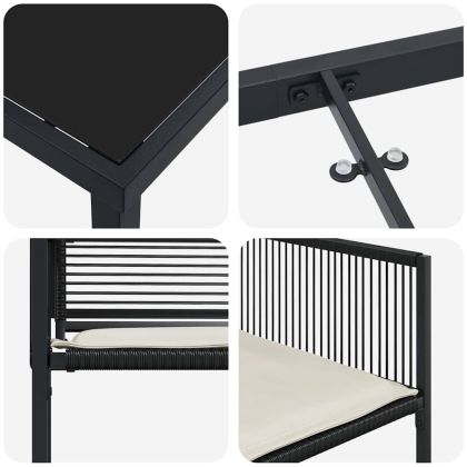 Комплект за хранене в градината 5 pcs Черно Полиратан