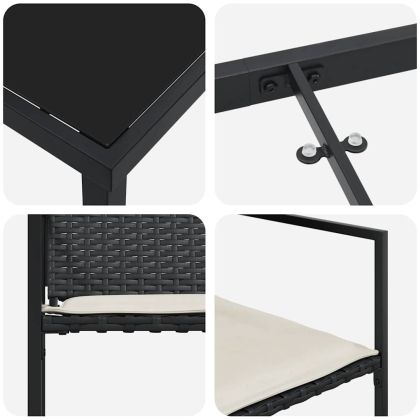 Комплект за хранене в градината 5 pcs Черно Полиратан