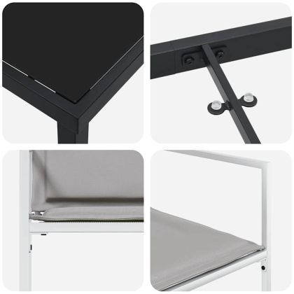 Комплект за хранене в градината 5 pcs Бяло Текстилен и стомана