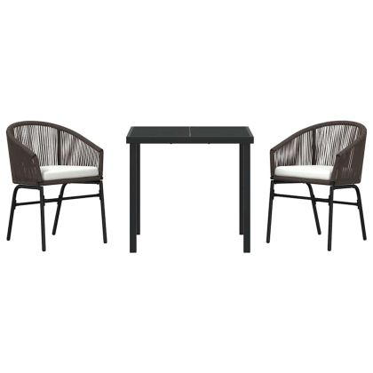 Комплект за хранене в градината 3 pcs Кафяво Полиратан