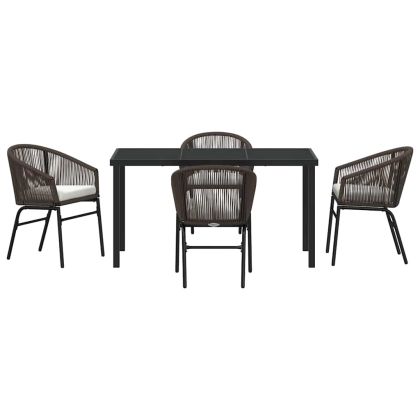 Комплект за хранене в градината 5 pcs Кафяво Полиратан