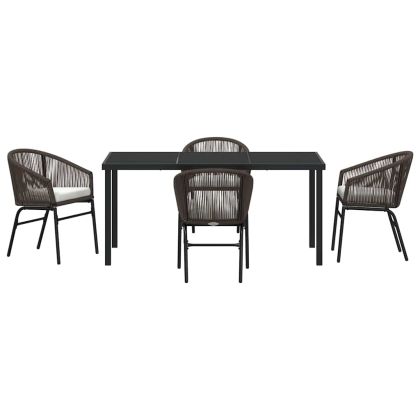 Комплект за хранене в градината 5 pcs Кафяво Полиратан