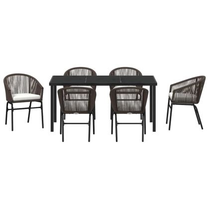 Комплект за хранене в градината 7 pcs Кафяво Полиратан