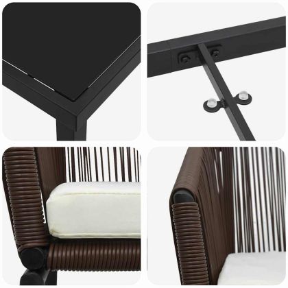 Комплект за хранене в градината 7 pcs Кафяво Полиратан