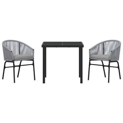 Комплект за хранене в градината 3 pcs Сив Полиратан