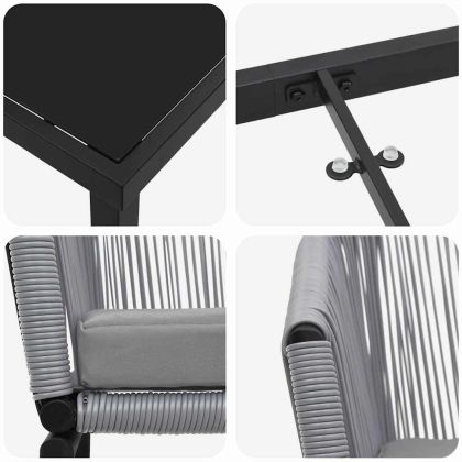 Комплект за хранене в градината 3 pcs Сив Полиратан