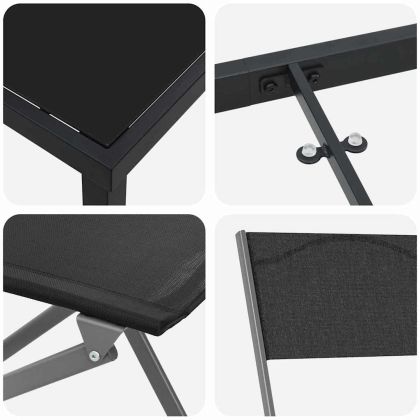 Комплект за хранене в градината 5 pcs Черно Текстилен и стомана