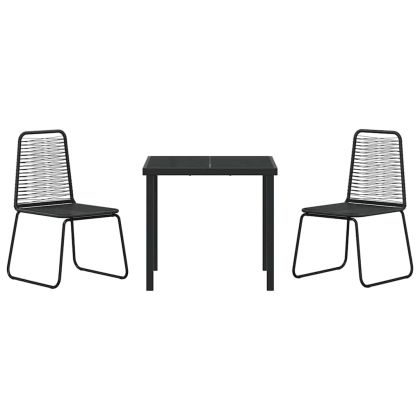 Комплект за хранене в градината 3 pcs Черно Полиратан