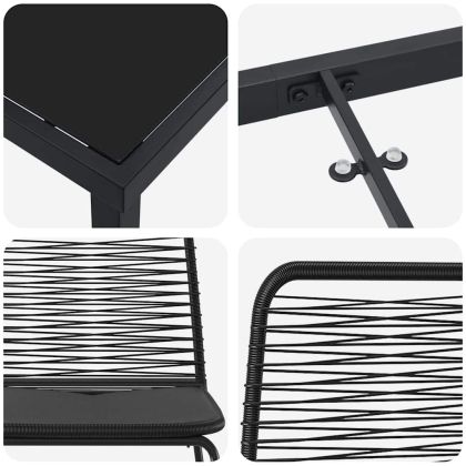 Комплект за хранене в градината 3 pcs Черно Полиратан