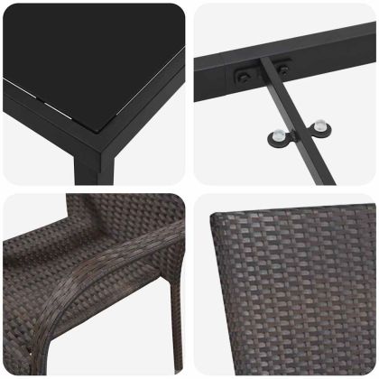 Комплект за хранене в градината 3 pcs Кафяво Полиратан