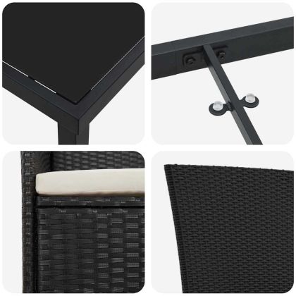 Комплект за хранене в градината 5 pcs Черно Полиратан