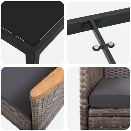 Комплект за хранене в градината 5 pcs Сив Полиратан