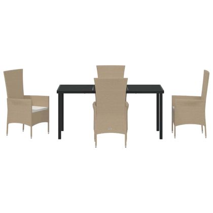 Комплект за хранене в градината 5 pcs Бежово полиратан