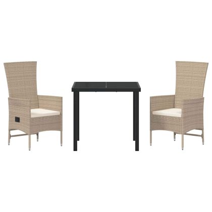 Комплект за хранене в градината 3 pcs Бежово полиратан