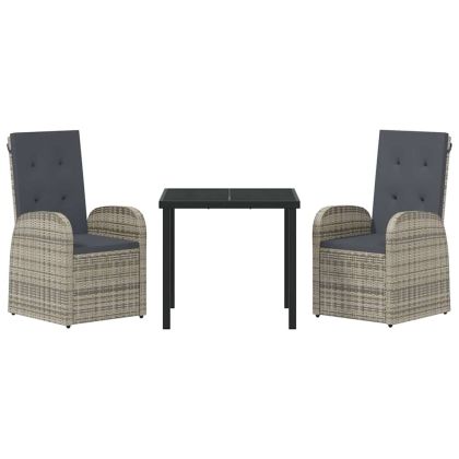 Комплект за хранене в градината 3 pcs Сив полиратан