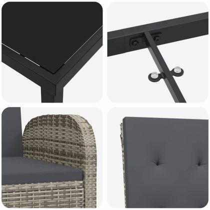 Комплект за хранене в градината 5 pcs Сив полиратан