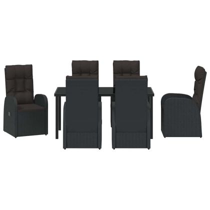 Комплект за хранене в градината 7 pcs Черно полиратан