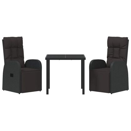 Комплект за хранене в градината 3 pcs Черно полиратан