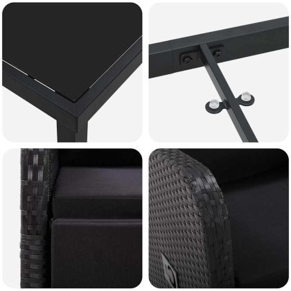 Комплект за хранене в градината 5 pcs Черно полиратан