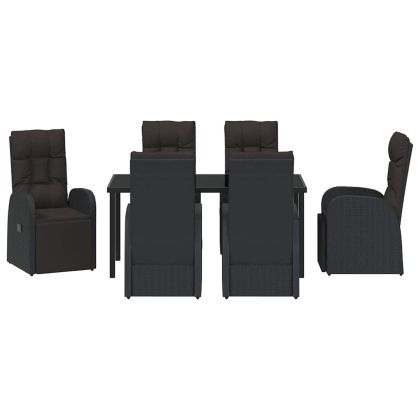 Комплект за хранене в градината 7 pcs Черно полиратан