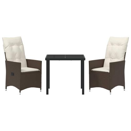 Комплект за хранене в градината 3 pcs Кафяво Полиратан