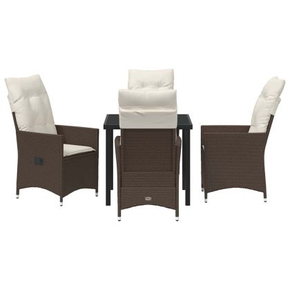 Комплект за хранене в градината 5 pcs Кафяво Полиратан