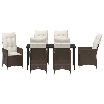 Комплект за хранене в градината 7 pcs Кафяво Полиратан