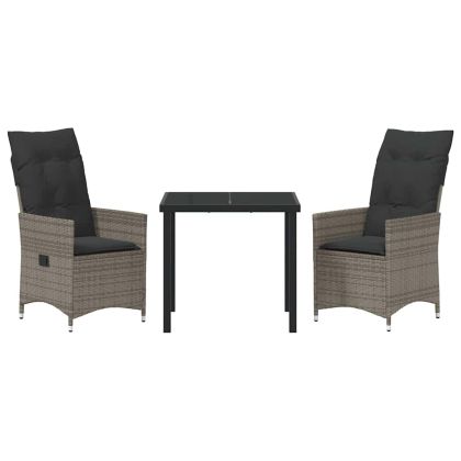 Комплект за хранене в градината 3 pcs Сив полиратан