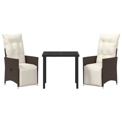 Комплект за хранене в градината 3 pcs Кафяво полиратан