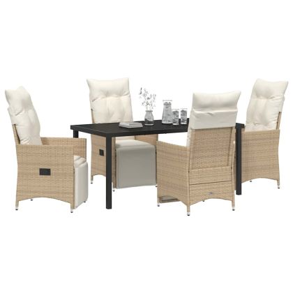 Комплект за хранене в градината 5 pcs Бежово Полиратан