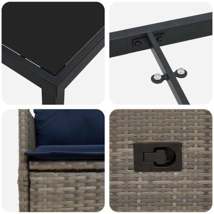 Комплект за хранене в градината 5 pcs Сив полиратан