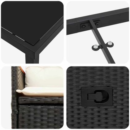 Комплект за хранене в градината 5 pcs Черно полиратан