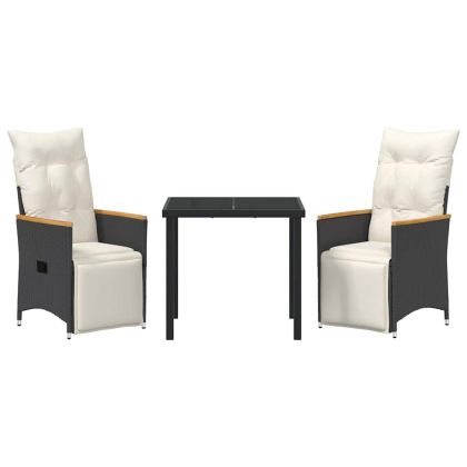 Комплект за хранене в градината 3 pcs Черно полиратан