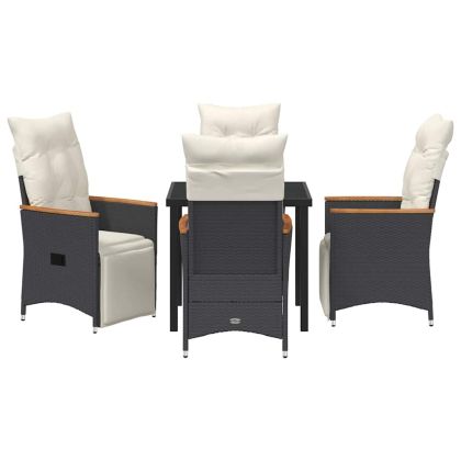 Комплект за хранене в градината 5 pcs Черно полиратан