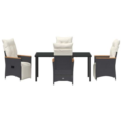 Комплект за хранене в градината 5 pcs Черно полиратан