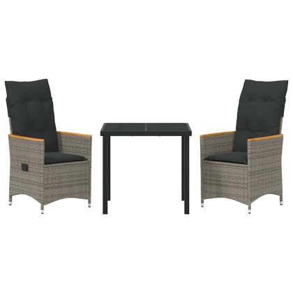 Комплект за хранене в градината 3 pcs Сив полиратан